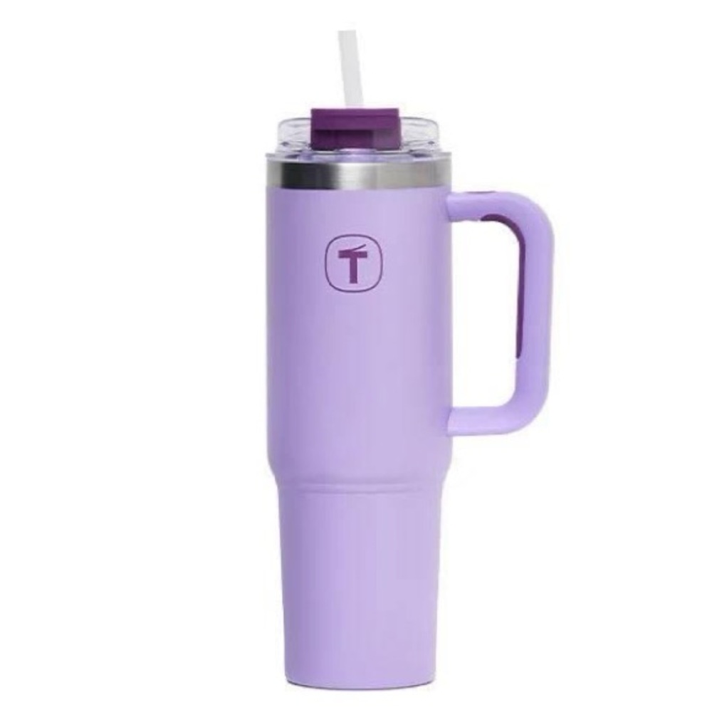 Tupperware Lavender Travel Mug with Handle and Straw| 37 Oz, NEW